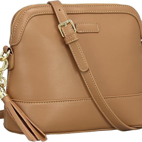 Handbags - Vegan Leather Zip Crossbody Bag Women Small Shoulder Purse Adjustable Strap
